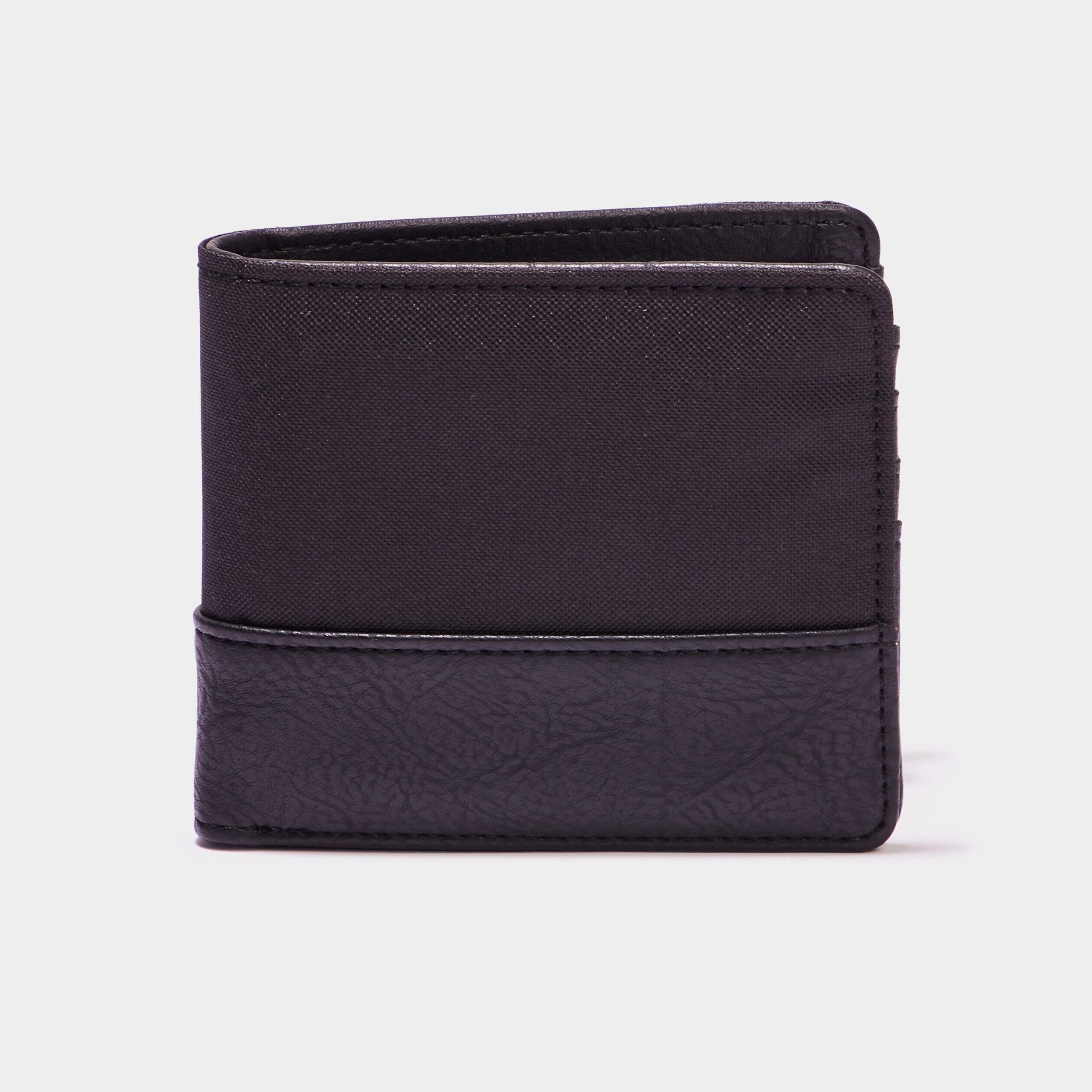 Portefeuille bi-matière noir homme